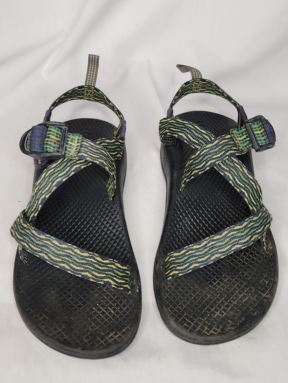 Chaco Kids Sandals Black Green Yellow Blue Striped Straps Hiking Water Beach 3